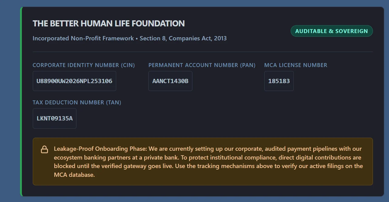 The Better Human Life Foundation is officially scaling as a Section 8 Non-Profit company.